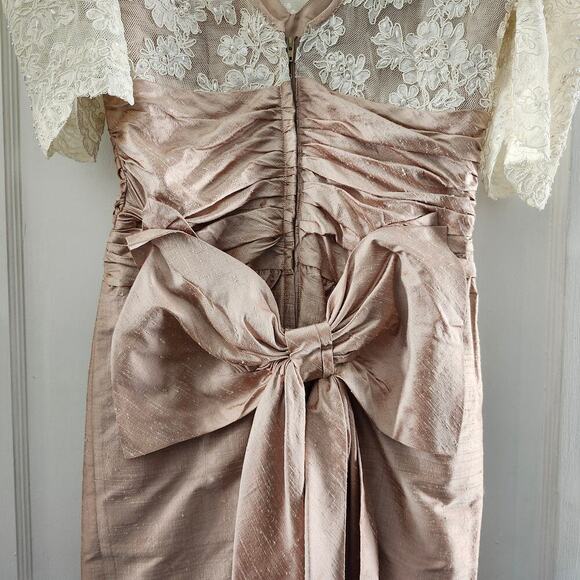 Vintage Alfred Angelo Silk & Embellished Lace Bridesmaid Formal Dress Size Small - Picture 6 of 15